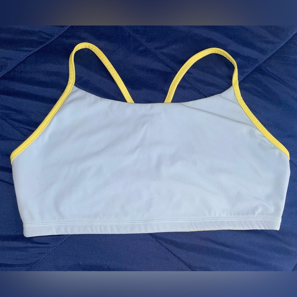 BuffBunny High roller sports bra, XL, Tuxedo blue/Farrah yellow